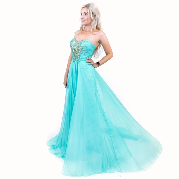 Mint Green Pageant Dress with Overlay Train - Picture 8 of 8